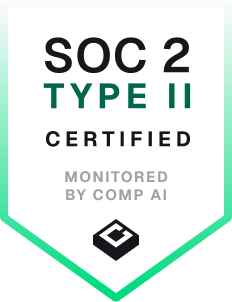 SOC 2 Type II certified, monitored by Comp AI